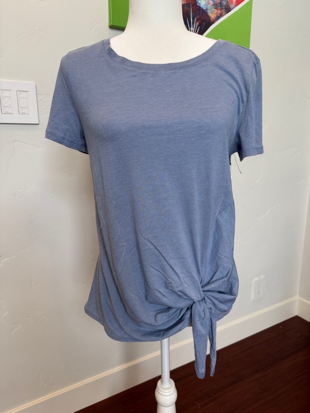 Caslon Dusty Blue Short Sleeve Tie-Front Tee
